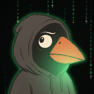 snardito in a hoodie with a green glow
