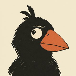 snardito, a black bird with an orange beak